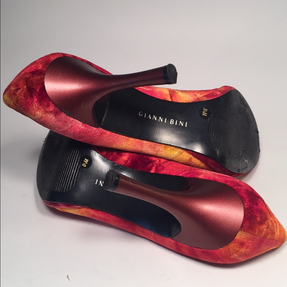 Gianni Bini Burgundy Velvet Peep Toe Pumps Sz 8.5 - Picture 4 of 8